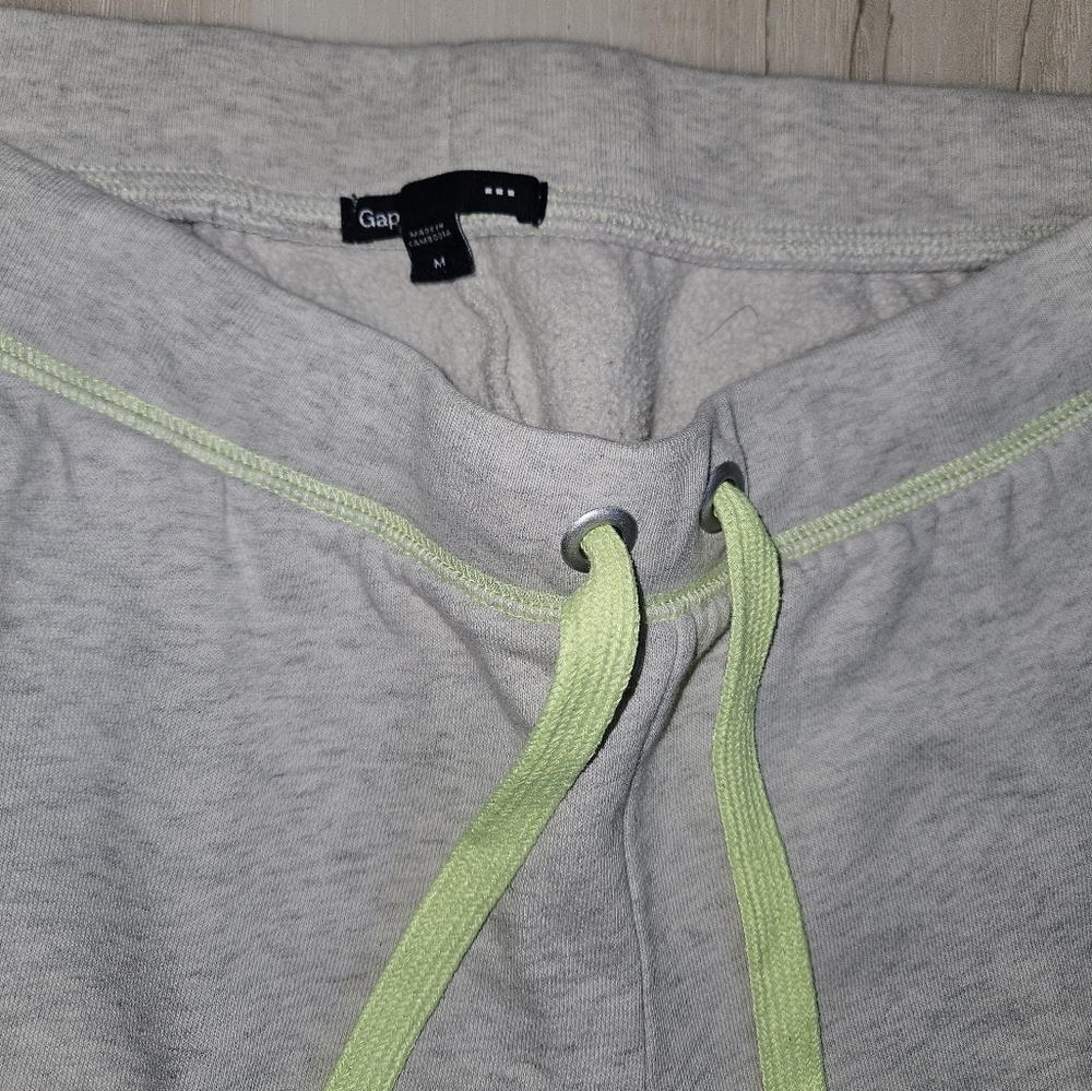 GAP Light Gray Sweat Joggers with Neon Yellow Drawstring - Picture 8 of 12
